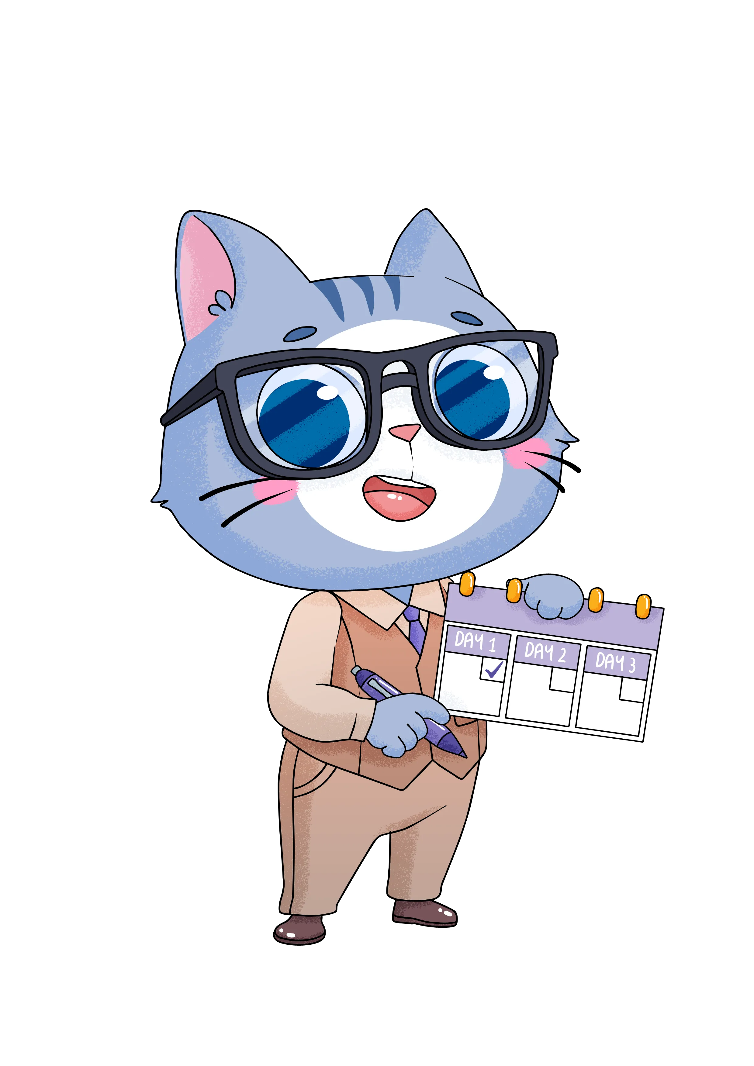 Poupi avec un calendrier